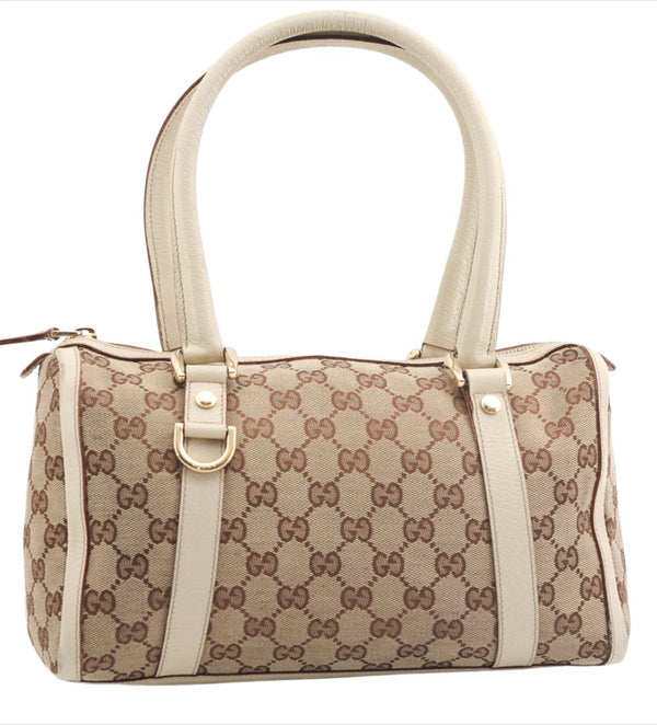 Authentic GUCCI Abbey Shoulder Hand Bag GG Canvas Leather 130942 Brown 2120F