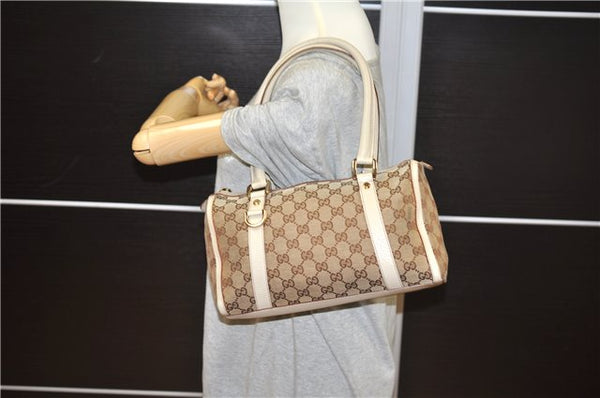 Authentic GUCCI Abbey Shoulder Hand Bag GG Canvas Leather 130942 Brown 2120F