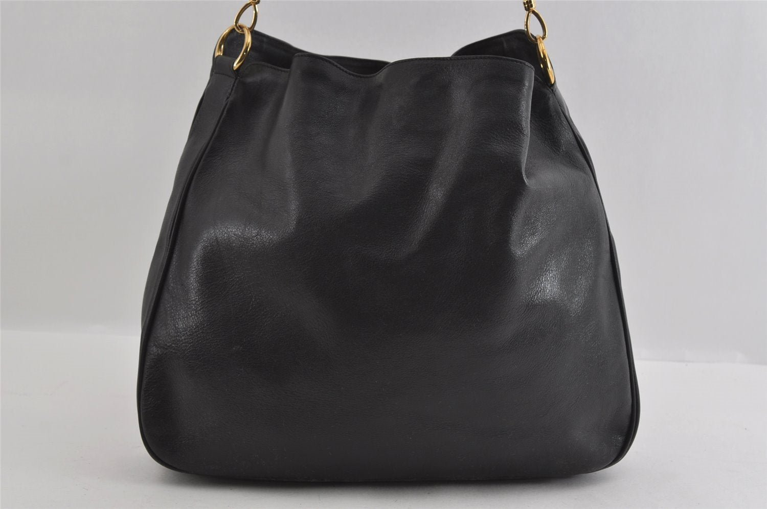 Authentic GUCCI Bamboo 2Way Shoulder Hand Bag Leather Black Junk 2121I