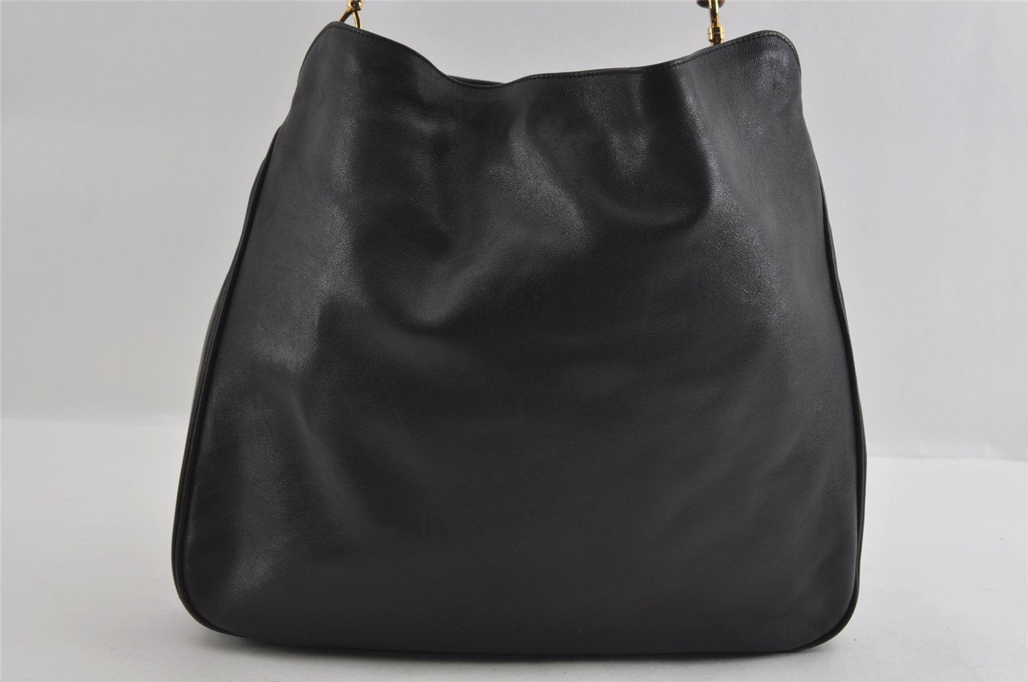 Authentic GUCCI Bamboo 2Way Shoulder Hand Bag Leather Black Junk 2121I