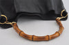 Authentic GUCCI Bamboo 2Way Shoulder Hand Bag Leather Black Junk 2121I