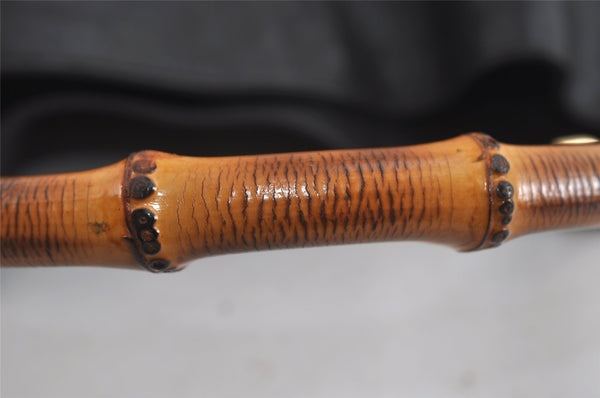 Authentic GUCCI Bamboo 2Way Shoulder Hand Bag Leather Black Junk 2121I