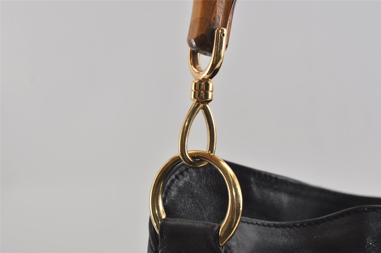Authentic GUCCI Bamboo 2Way Shoulder Hand Bag Leather Black Junk 2121I