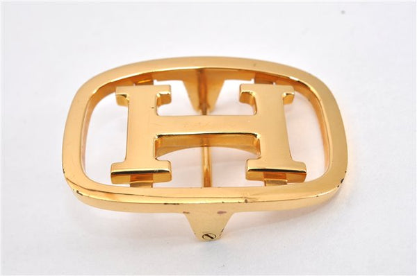 Authentic HERMES Vintage Buckle for Leather Belt H Logo Gold 2122G