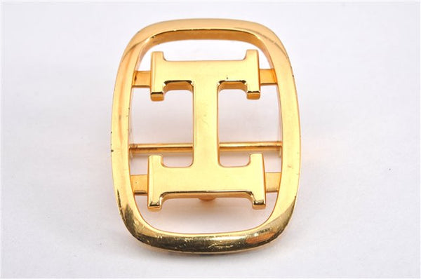 Authentic HERMES Vintage Buckle for Leather Belt H Logo Gold 2122G