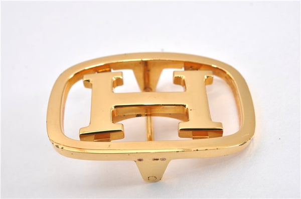 Authentic HERMES Vintage Buckle for Leather Belt H Logo Gold 2122G