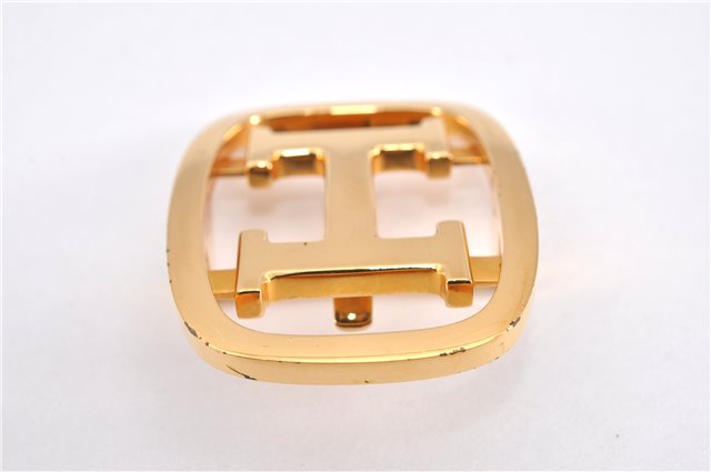 Authentic HERMES Vintage Buckle for Leather Belt H Logo Gold 2122G