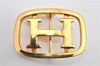 Authentic HERMES Vintage Buckle for Leather Belt H Logo Gold 2122G