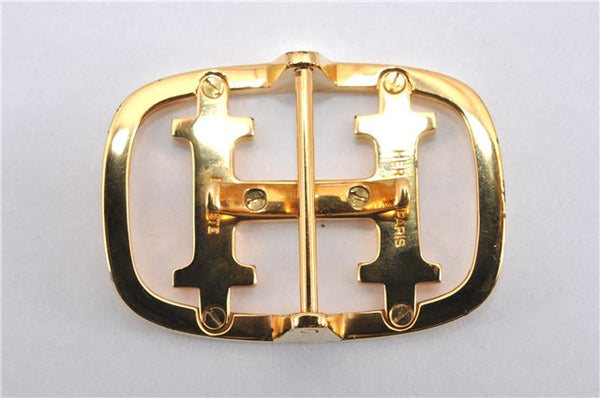 Authentic HERMES Vintage Buckle for Leather Belt H Logo Gold 2122G