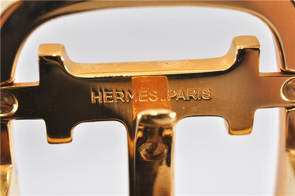 Authentic HERMES Vintage Buckle for Leather Belt H Logo Gold 2122G