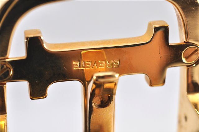 Authentic HERMES Vintage Buckle for Leather Belt H Logo Gold 2122G