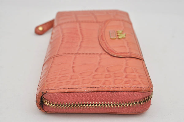 Authentic COACH Vintage Round Zip Long Wallet Purse Enamel Pink 2122I