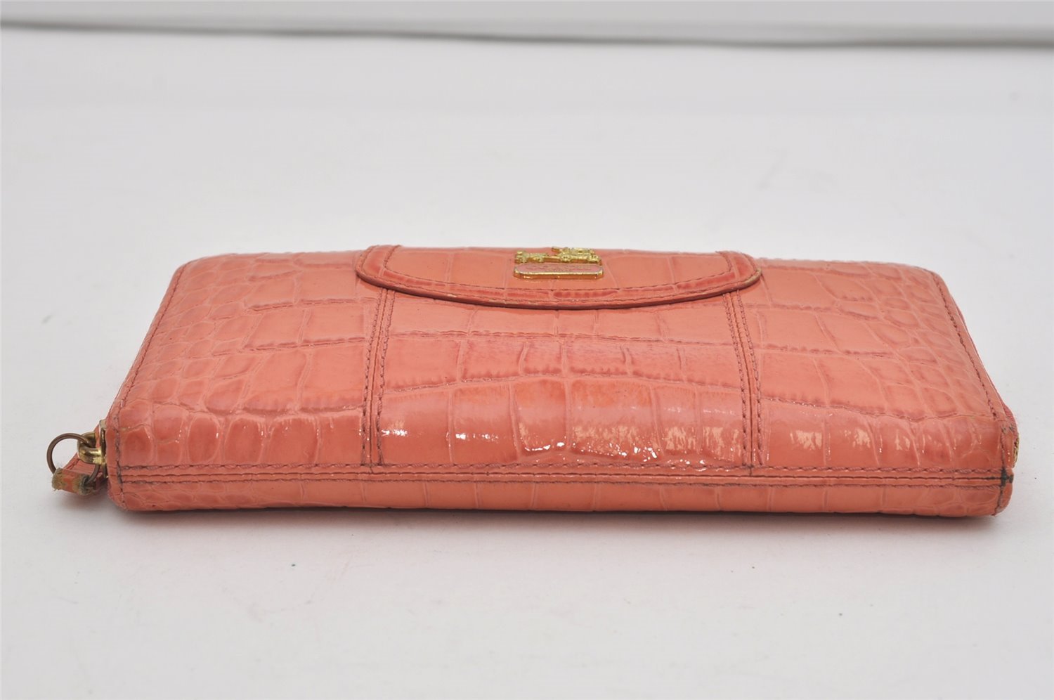 Authentic COACH Vintage Round Zip Long Wallet Purse Enamel Pink 2122I