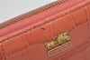 Authentic COACH Vintage Round Zip Long Wallet Purse Enamel Pink 2122I