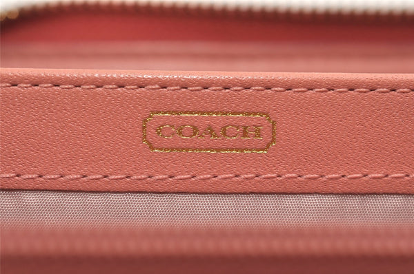 Authentic COACH Vintage Round Zip Long Wallet Purse Enamel Pink 2122I