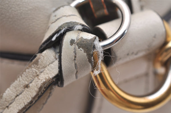 Authentic GUCCI GG Marmont Chain Shoulder Cross Body Bag Leather White 2123I