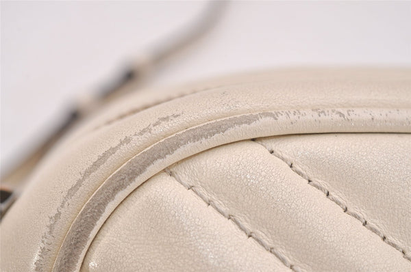 Authentic GUCCI GG Marmont Chain Shoulder Cross Body Bag Leather White 2123I