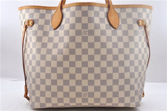 Authentic Louis Vuitton Damier Azur Neverfull MM Tote Bag N51107 LV 2124D