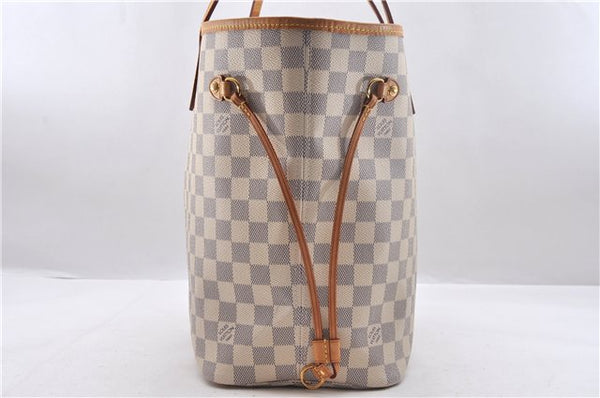 Authentic Louis Vuitton Damier Azur Neverfull MM Tote Bag N51107 LV 2124D