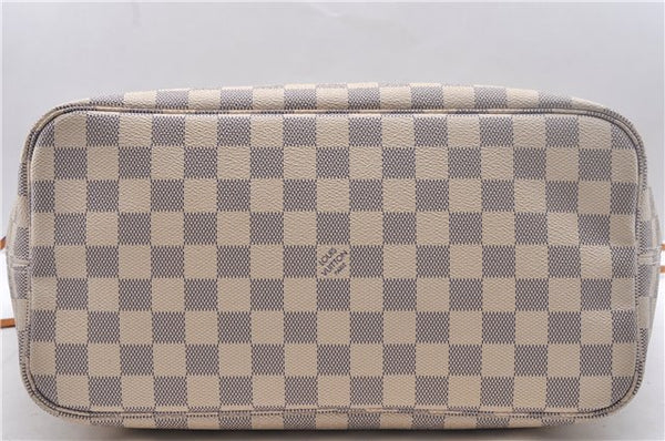 Authentic Louis Vuitton Damier Azur Neverfull MM Tote Bag N51107 LV 2124D