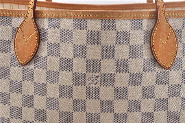 Authentic Louis Vuitton Damier Azur Neverfull MM Tote Bag N51107 LV 2124D