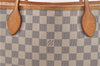 Authentic Louis Vuitton Damier Azur Neverfull MM Tote Bag N51107 LV 2124D