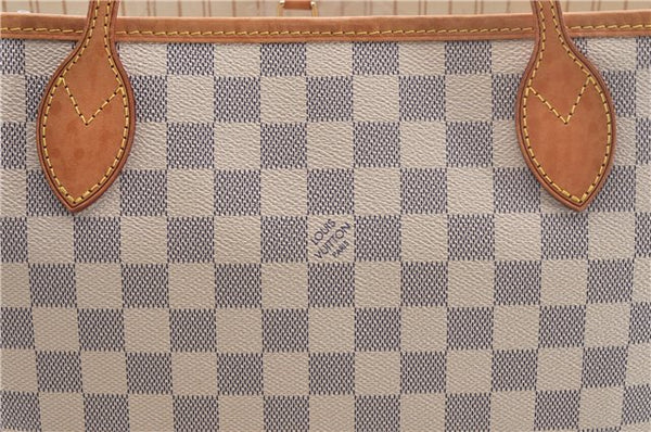 Authentic Louis Vuitton Damier Azur Neverfull MM Tote Bag N51107 LV 2124D