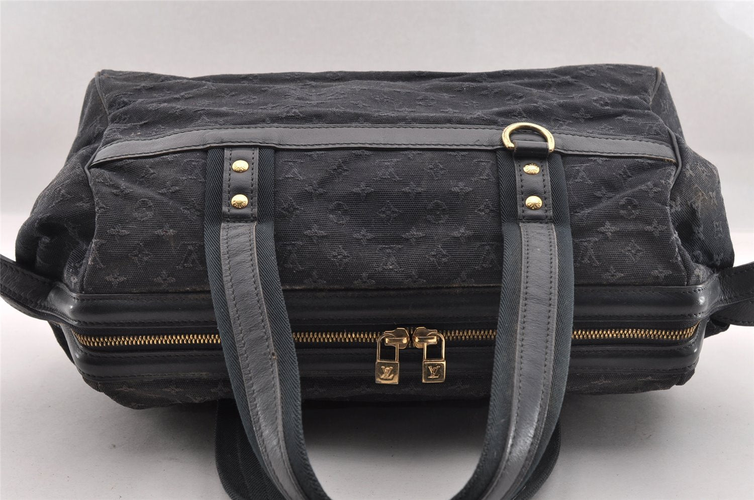 Authentic Louis Vuitton Monogram Mini Josephine GM Hand Bag Navy M92411 LV 2124I
