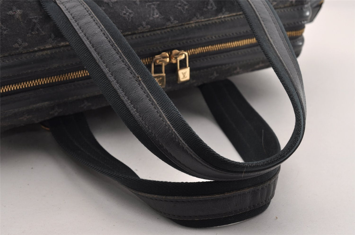 Authentic Louis Vuitton Monogram Mini Josephine GM Hand Bag Navy M92411 LV 2124I