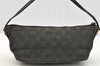 Authentic GUCCI Vintage Hand Bag Pouch Purse GG Canvas Leather 07198 Black 2126I