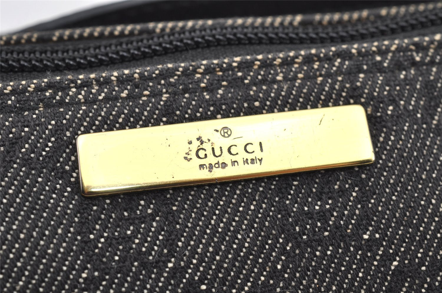 Authentic GUCCI Vintage Hand Bag Pouch Purse GG Canvas Leather 07198 Black 2126I