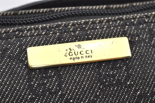 Authentic GUCCI Vintage Hand Bag Pouch Purse GG Canvas Leather 07198 Black 2126I
