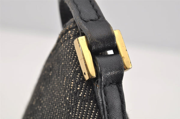 Authentic GUCCI Vintage Hand Bag Pouch Purse GG Canvas Leather 07198 Black 2126I