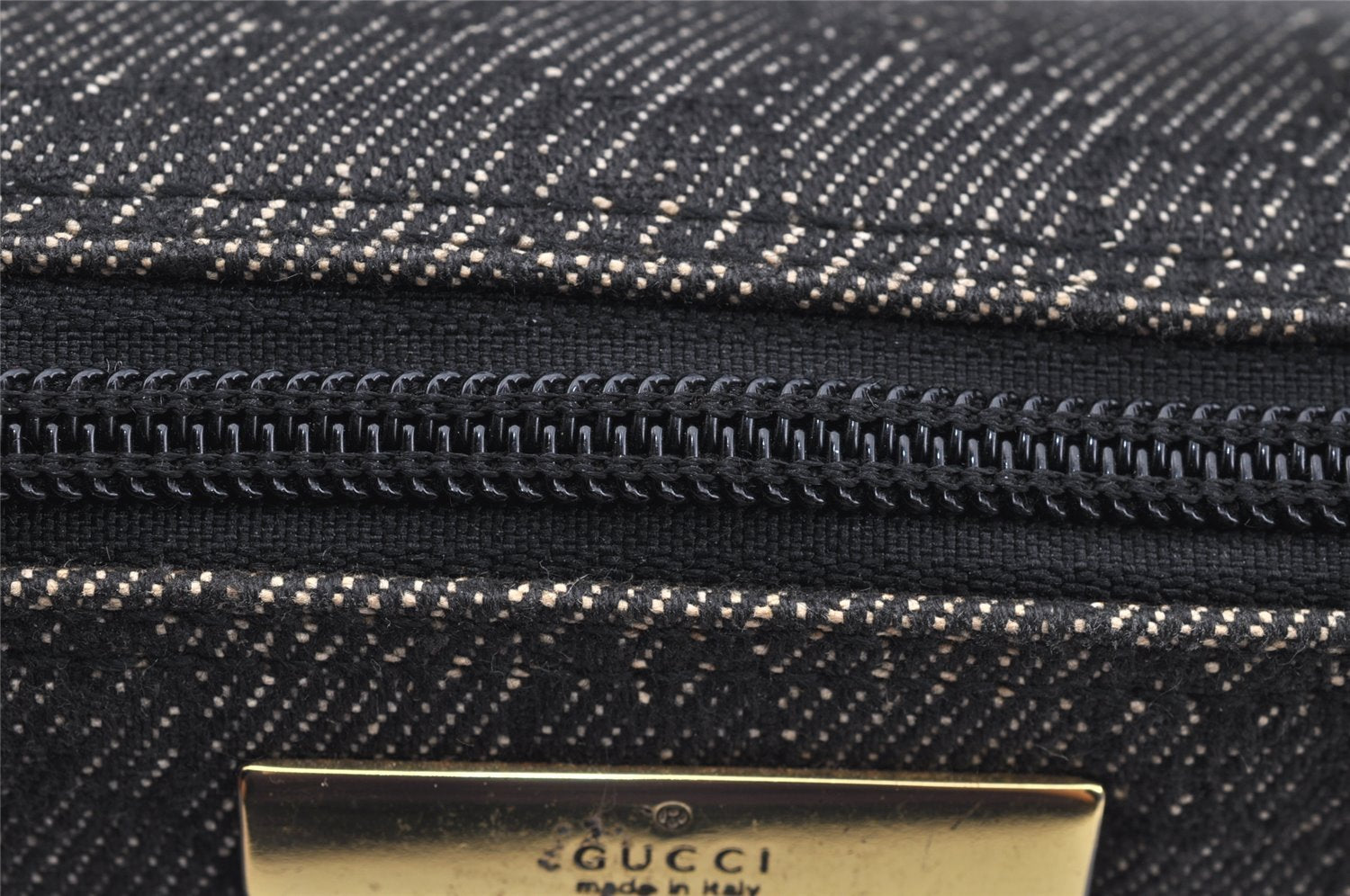 Authentic GUCCI Vintage Hand Bag Pouch Purse GG Canvas Leather 07198 Black 2126I