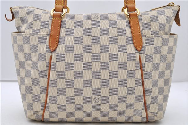 Authentic Louis Vuitton Damier Azur Totally PM Tote Bag White N41280 LV 2127D