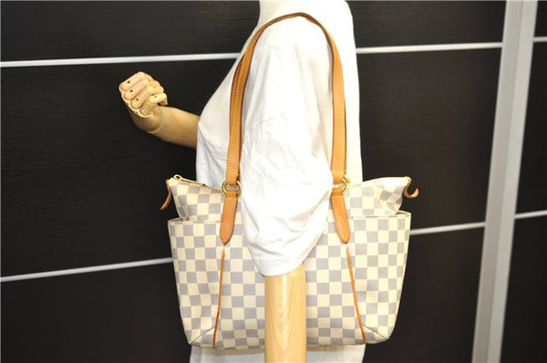 Authentic Louis Vuitton Damier Azur Totally PM Tote Bag White N41280 LV 2127D