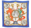 Authentic HERMES Carre 90 Scarf "NAPOLEON" Silk Blue Box 2128G