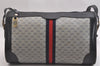 Authentic GUCCI Sherry Line Micro GG Shoulder Bag PVC Leather Navy Junk 2128I
