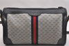 Authentic GUCCI Sherry Line Micro GG Shoulder Bag PVC Leather Navy Junk 2128I