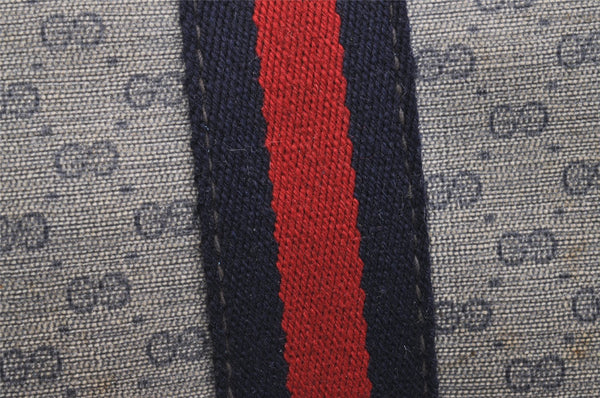 Authentic GUCCI Sherry Line Micro GG Shoulder Bag PVC Leather Navy Junk 2128I