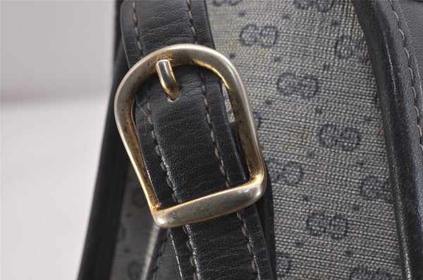 Authentic GUCCI Sherry Line Micro GG Shoulder Bag PVC Leather Navy Junk 2128I