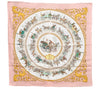 Auth HERMES Carre 90 Scarf "LA PROMENADE DE LONGCHAMPS " Silk Pink Box 2129G