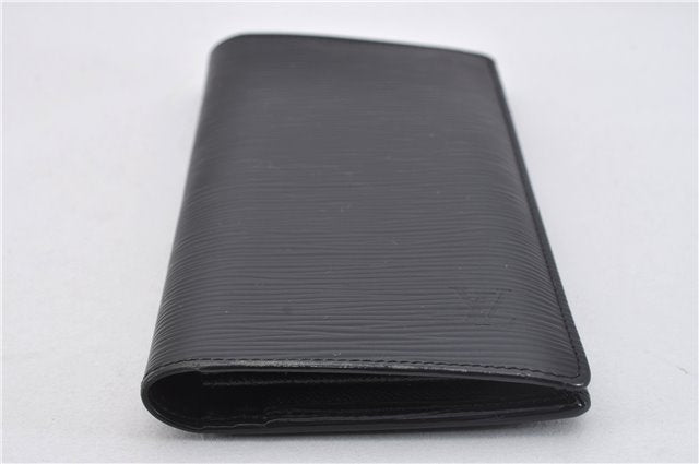 Authentic Louis Vuitton Epi Portefeuille Brazza Wallet Black M60622 LV 2130F