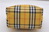 Authentic BURBERRY Check Hand Bag Pouch Purse Nylon Leather Yellow 2130G