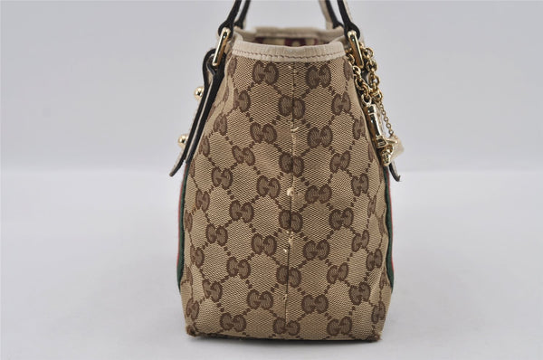 Authentic GUCCI Web Sherry Line Tote Bag GG Canvas Leather 139261 Brown 2130I
