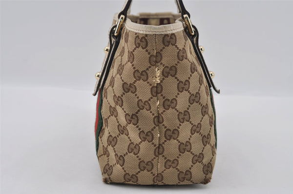 Authentic GUCCI Web Sherry Line Tote Bag GG Canvas Leather 139261 Brown 2130I