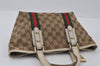 Authentic GUCCI Web Sherry Line Tote Bag GG Canvas Leather 139261 Brown 2130I