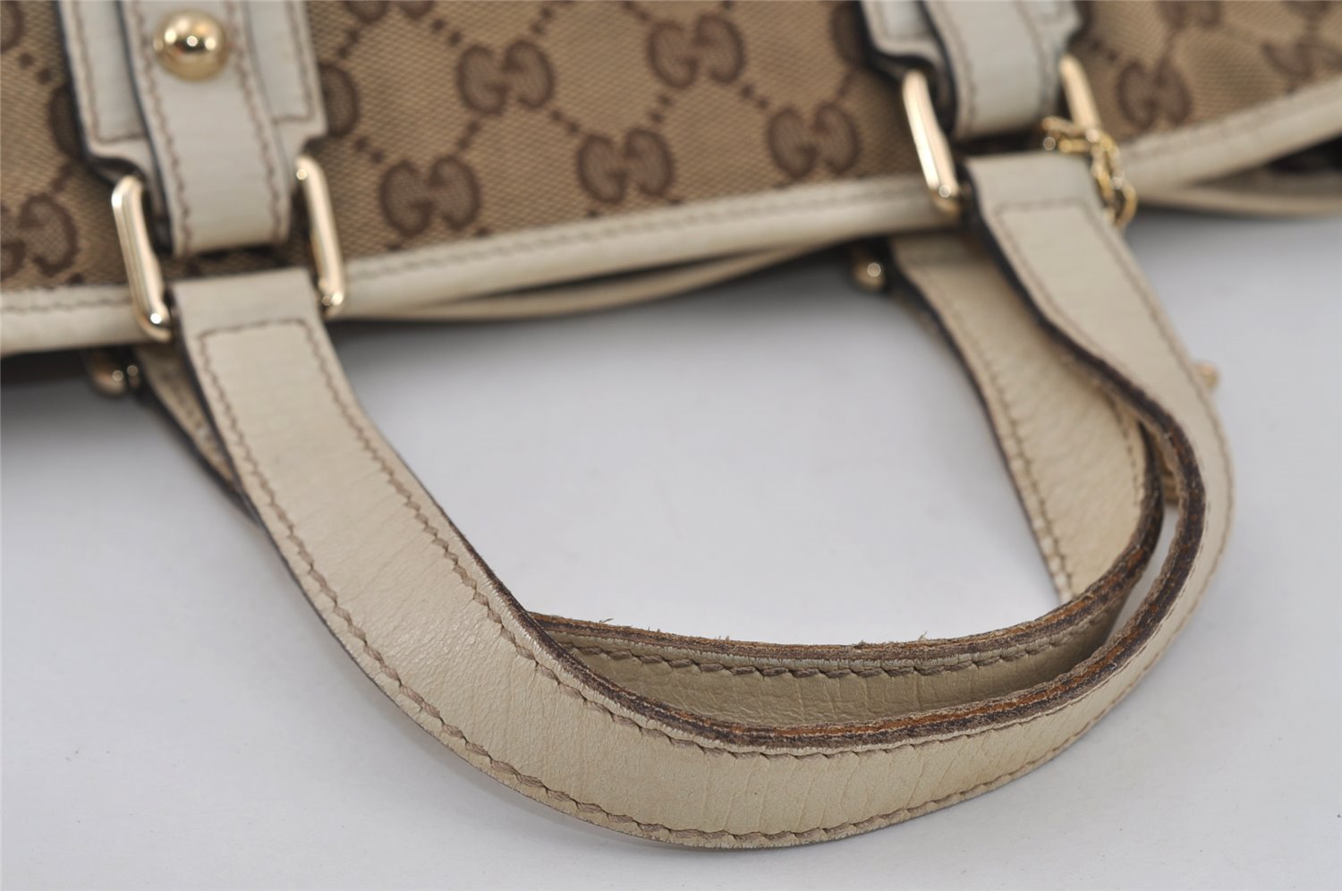 Authentic GUCCI Web Sherry Line Tote Bag GG Canvas Leather 139261 Brown 2130I