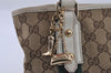 Authentic GUCCI Web Sherry Line Tote Bag GG Canvas Leather 139261 Brown 2130I