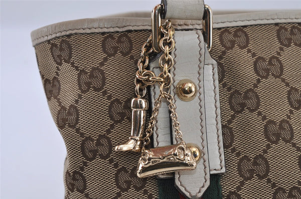 Authentic GUCCI Web Sherry Line Tote Bag GG Canvas Leather 139261 Brown 2130I